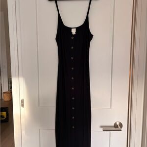 H&M Black Maxi Dress with Button Detail